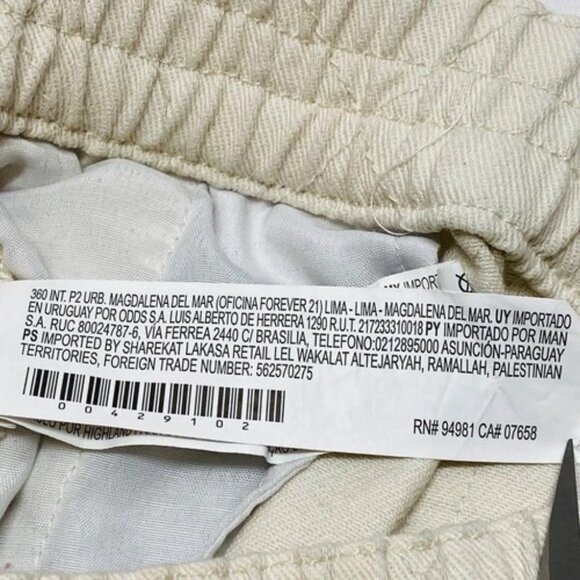 Forever 21 Linen Blend Jogger Women's Small Cream Heavy Cotton Elastic Waist EUC - Picture 8 of 11